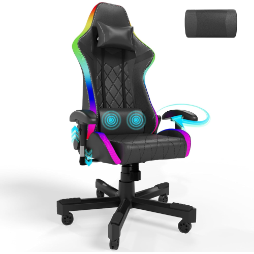 Sillas gamer con luces led y masajeador lumbar